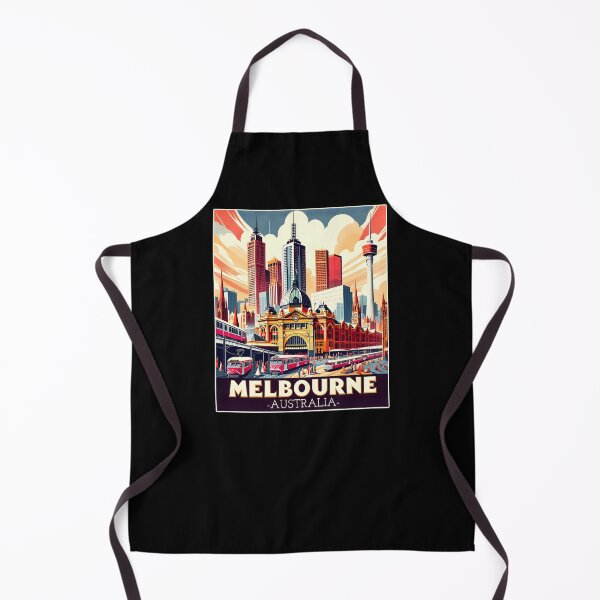 Item preview, Vintage art deco retro Melbourne Australia Landmark Skyline. designed and sold by Unitepeople.