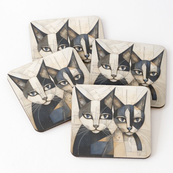 Item preview, Two geometrically serene cats designed and sold by silduna.