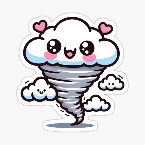 Vista previa del artículo con la obra «Tornado que lleva nubes kawaii», diseñado y vendido por Kazoumo.