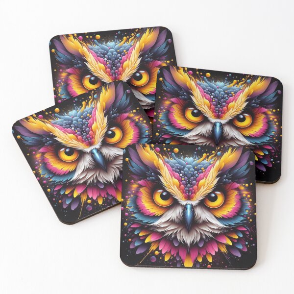Item preview, Vibrant Nocturne: Colourful Owl in Airbrushed Splendour designed and sold by TDKCustoms.