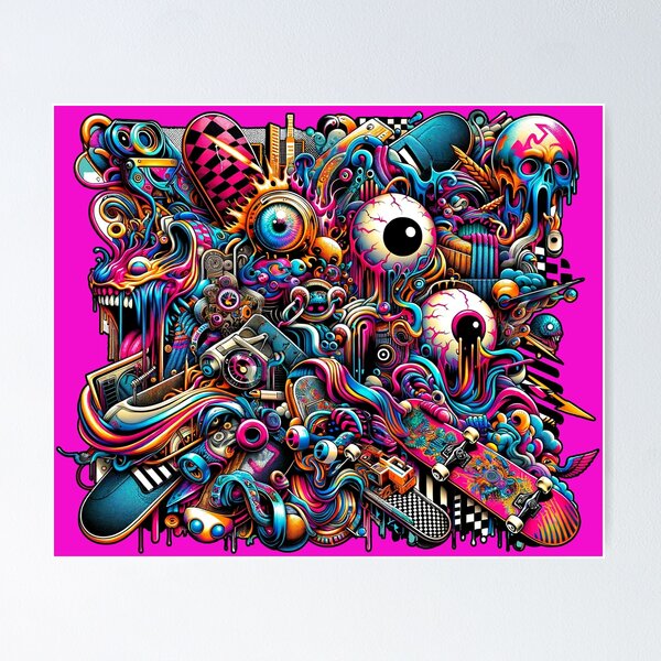 Item preview, Psychedelic Urban Dreamscape Vibrant Streetwear Graphics designed and sold by WickedAI.