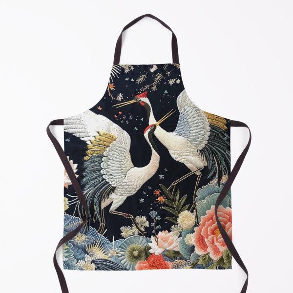 Item preview, Japanese Flying Cranes At Night Blue Red Flowers Floral designed and sold by GrinGalore.