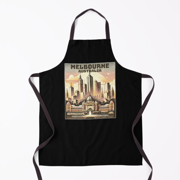 Item preview, Vintage art deco retro Melbourne Australia Landmark Skyline. designed and sold by Unitepeople.