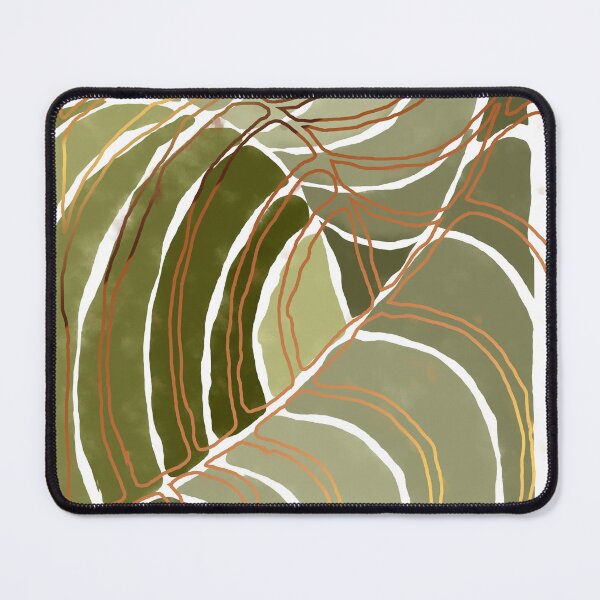 Item preview, Stained glass painting of tropical abstract leaves with gold and brass lines designed and sold by NoaaDesign.
