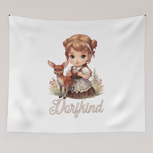 Item preview, Little girl with fawn, gift village child, farmer designed and sold by Andrea-Design.