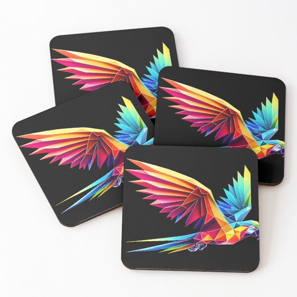 Item preview, Multicolored parrot origami geometric 3d neon, 3D polygonal illustration designed and sold by CutOriginalArt.