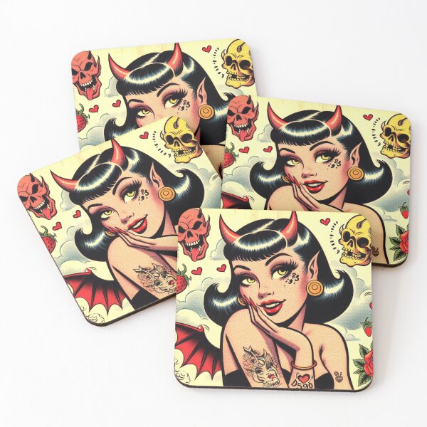 Item preview, Cute Tattoed Devil Girl designed and sold by PulpVintage.