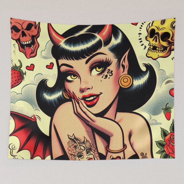 Item preview, Cute Tattoed Devil Girl designed and sold by PulpVintage.