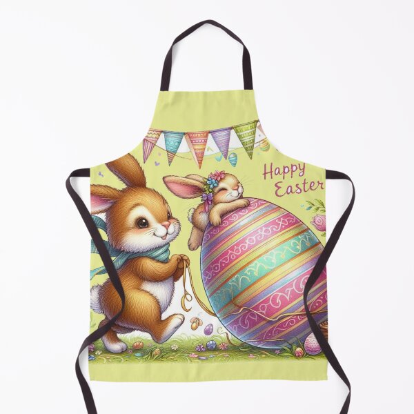 Item preview, Happy Easter, cute bunnies and colorful Easter eggs designed and sold by JaroDesign2023.