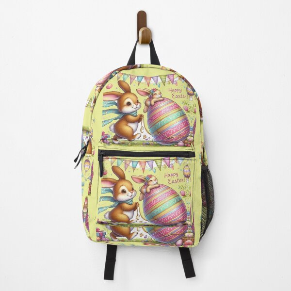 Item preview, Happy Easter, cute bunnies and colorful Easter eggs designed and sold by JaroDesign2023.