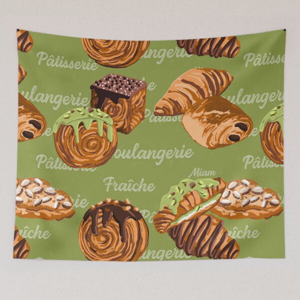 Item preview, French Pastry Pattern on Pistachio designed and sold by Quick Brown Fox Canada.