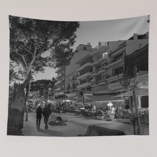 Item preview, Puerto Pollensa Mallorca At Night Black And White designed and sold by GG WALL ART.
