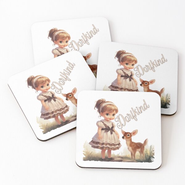 Item preview, Little girl with fawn, gift village child, farmer designed and sold by Andrea-Design.