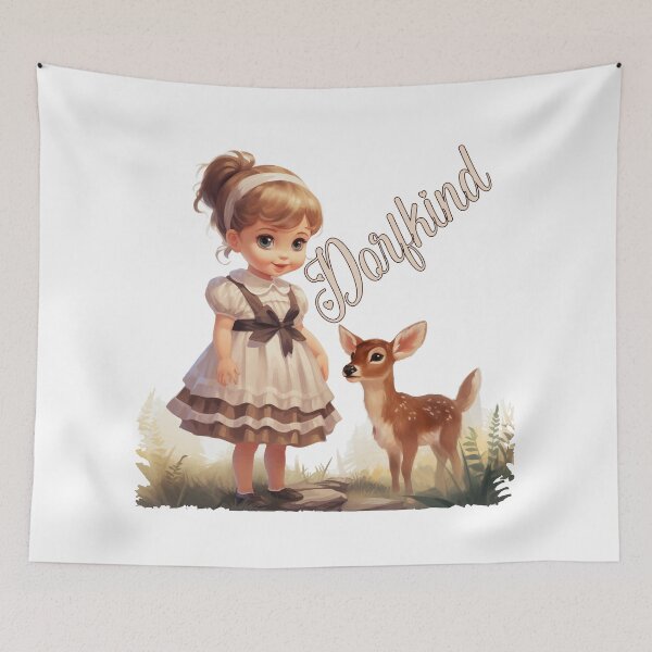 Item preview, Little girl with fawn, gift village child, farmer designed and sold by Andrea-Design.