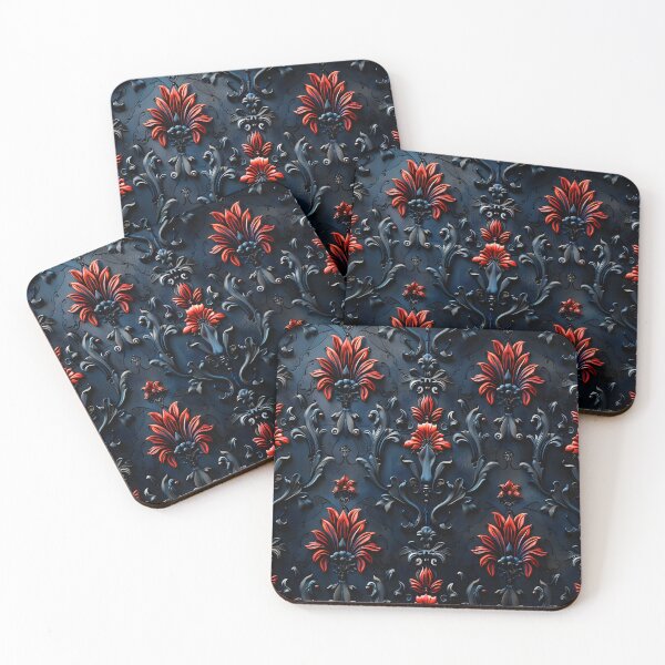 Item preview, Gothic Flower Vivid Floral Pattern in Blue, Red and Black designed and sold by DarkScienses.
