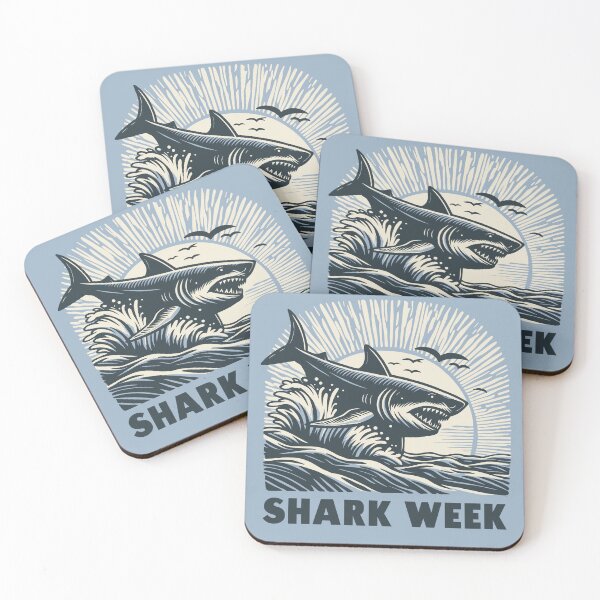 Item preview, Shark Week Block Art designed and sold by ChunkByChunk.