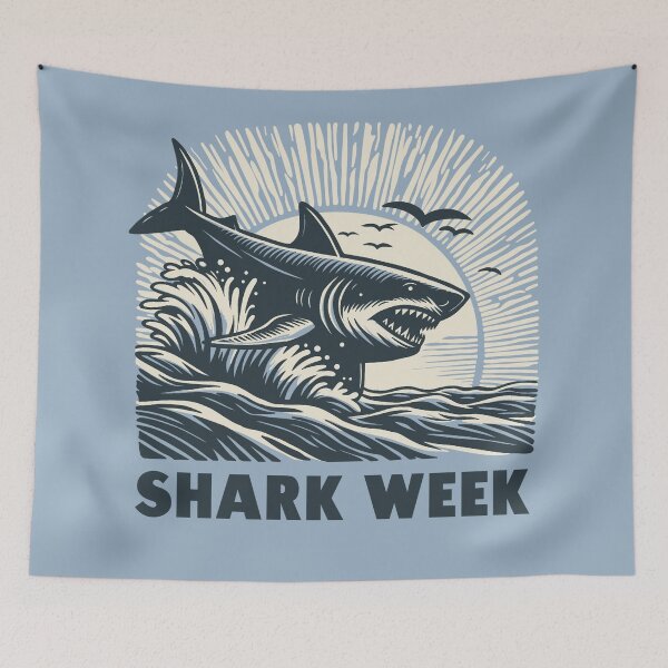 Item preview, Shark Week Block Art designed and sold by ChunkByChunk.