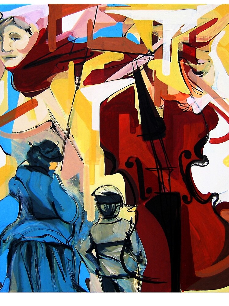 Expressive Cello People Painting by CatarinaGarcia