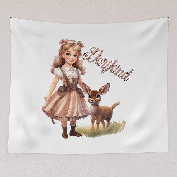 Item preview, Little girl with fawn gift village child farmer designed and sold by Andrea-Design.