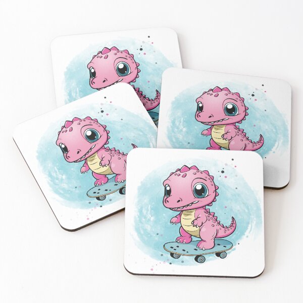 Item preview, Cute pink baby dinosaur on a skateboard designed and sold by SimoesArtistry.