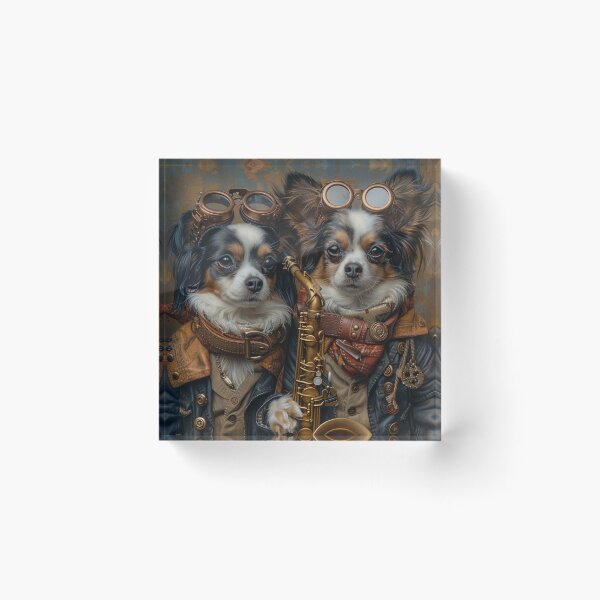 Item preview,   Two Papillon dogs in steampunk style with a saxophone. designed and sold by IrinaMinevich.