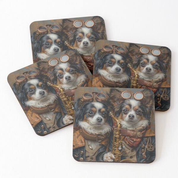 Item preview,   Two Papillon dogs in steampunk style with a saxophone. designed and sold by IrinaMinevich.
