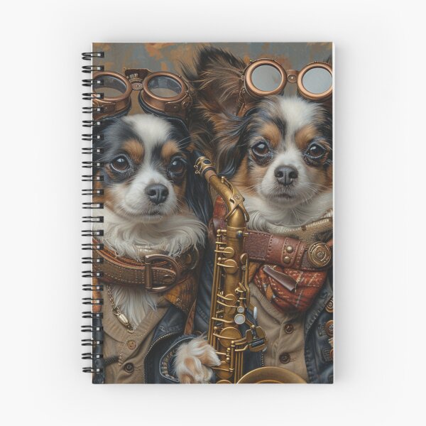 Item preview,   Two Papillon dogs in steampunk style with a saxophone. designed and sold by IrinaMinevich.