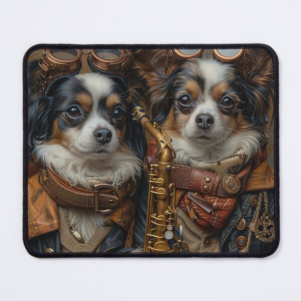 Item preview,   Two Papillon dogs in steampunk style with a saxophone. designed and sold by IrinaMinevich.