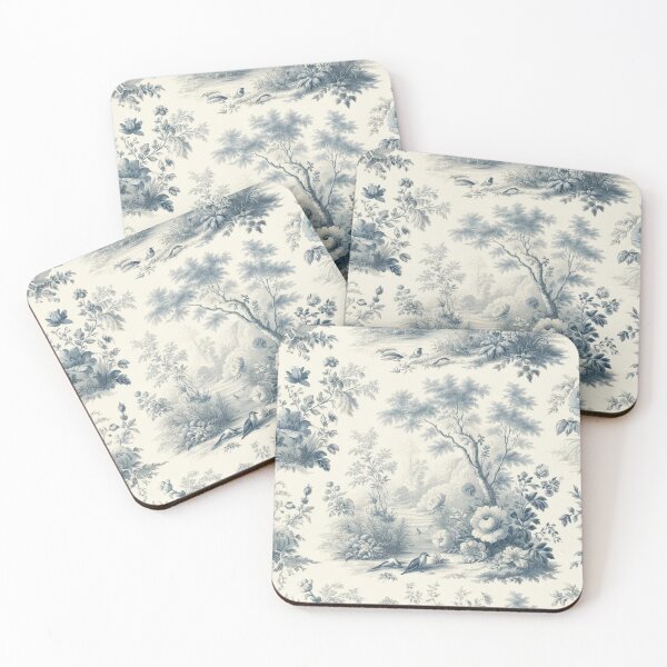 Item preview, Classic Blue Toile de Jouy Floral Scene designed and sold by Lily-and-Lyle.