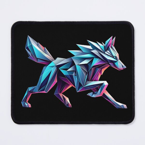 Item preview, wolf multicolored origami geometric 3d neon, 3D polygonal illustration designed and sold by CutOriginalArt.