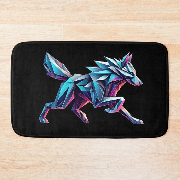 Item preview, wolf multicolored origami geometric 3d neon, 3D polygonal illustration designed and sold by CutOriginalArt.