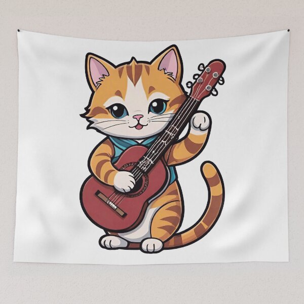 Item preview, Cat playing guitar designed and sold by Tajdi.