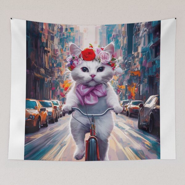 Item preview, Cat rides a bike through the city designed and sold by Tajdi.