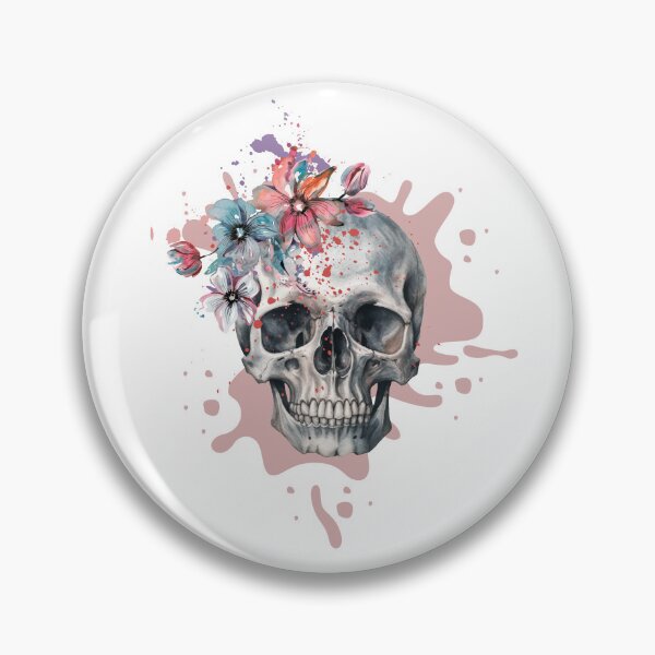 Item preview, skull and flowers designed and sold by BoarArt.