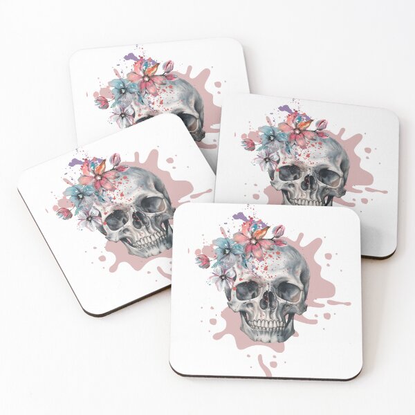 Item preview, skull and flowers designed and sold by BoarArt.