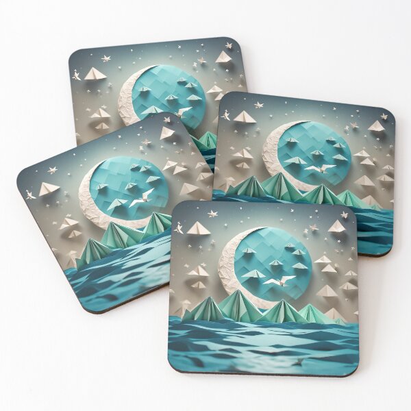 Item preview, Origami Art - Starry Seas: Moonlit Night Over the Ocean designed and sold by ArtfulFolds.