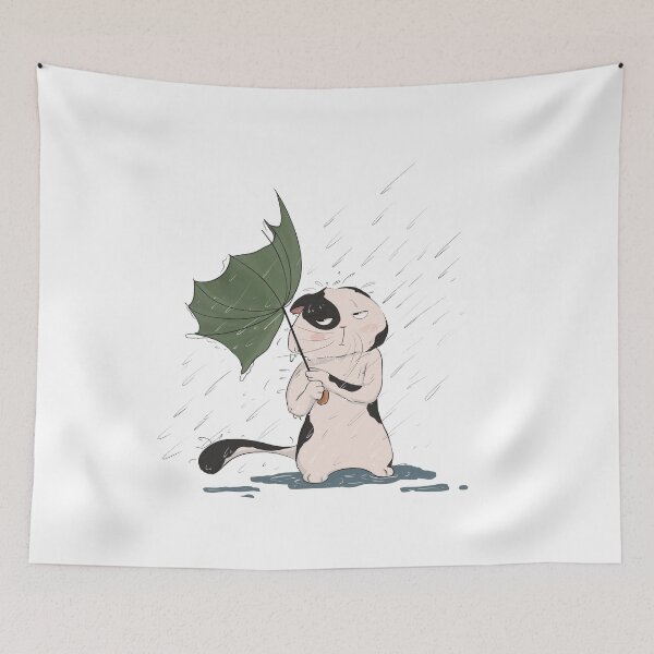 Item preview, Grumpy cat in pouring rain designed and sold by ZeinalArt.