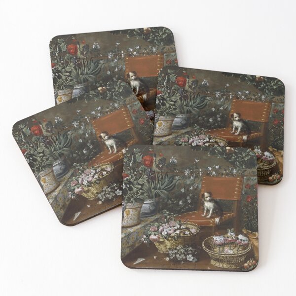Item preview, Garden Scene with Dog designed and sold by LadybellVintage.