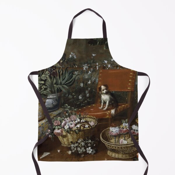 Item preview, Garden Scene with Dog designed and sold by LadybellVintage.