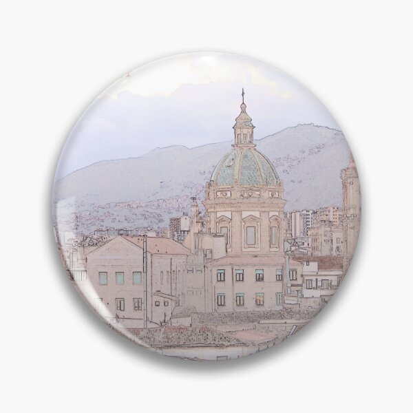 Item preview, City skyline view of Palermo, in Sicily, Italy, with a view of the church 'Chiesa del Gesù' designed and sold by crumbs-of-life.
