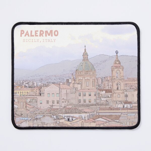Item preview, City skyline view of Palermo, in Sicily, Italy, with a view of the church 'Chiesa del Gesù' designed and sold by crumbs-of-life.