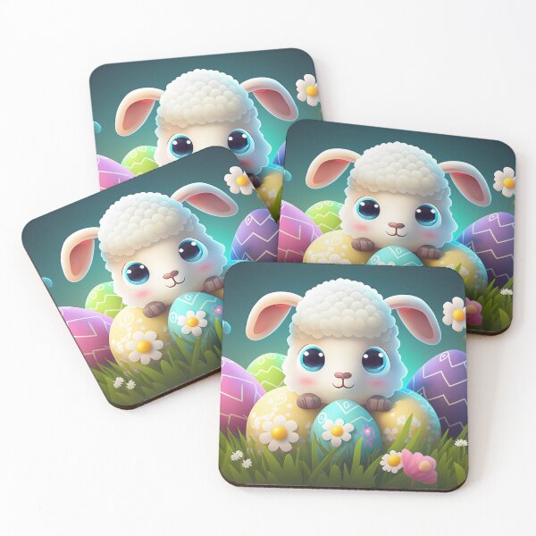 Item preview, Kawaii Easter Sheep with Painted Easter Eggs designed and sold by KawaiiArtStyle.