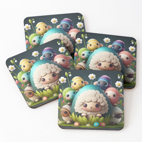 Item preview, Kawaii Easter Sheep with Painted Easter Eggs designed and sold by KawaiiArtStyle.