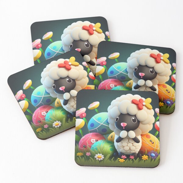 Item preview, Kawaii Easter Black Sheep with Painted Easter Eggs designed and sold by KawaiiArtStyle.