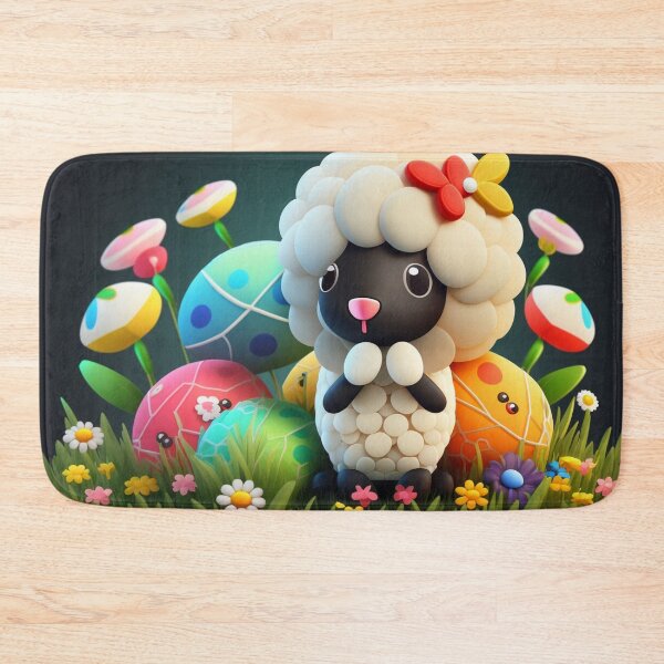Item preview, Kawaii Easter Black Sheep with Painted Easter Eggs designed and sold by KawaiiArtStyle.