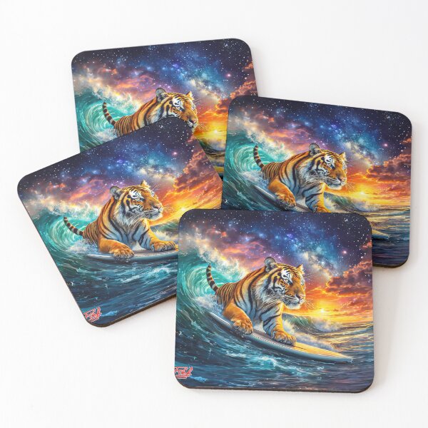 Item preview, Bengal On A Surfboard Riding The Galaxy Design by Rich AMeN Gill designed and sold by RichAMeNGill.