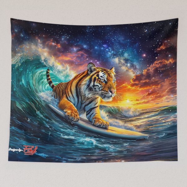 Item preview, Bengal On A Surfboard Riding The Galaxy Design by Rich AMeN Gill designed and sold by RichAMeNGill.