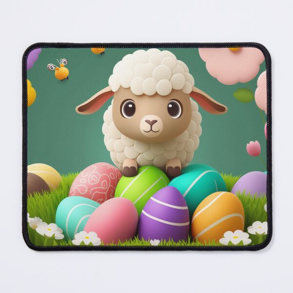 Item preview, Kawaii Easter Sheep with Painted Easter Eggs designed and sold by KawaiiArtStyle.