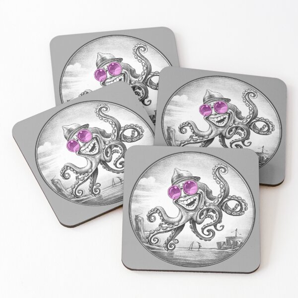 Item preview, The world in pink colors. Happy octopus. Pink glasses. designed and sold by SoulOfTrees.