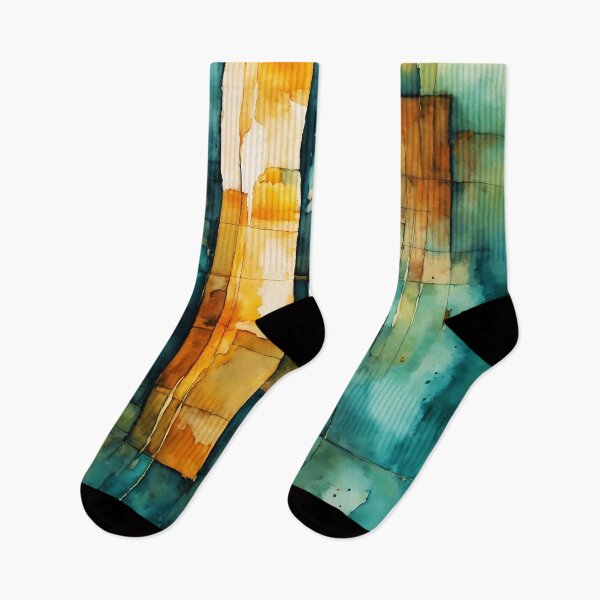 Item preview, blue abstract watercolor with hints of amber designed and sold by soulfulpalette.